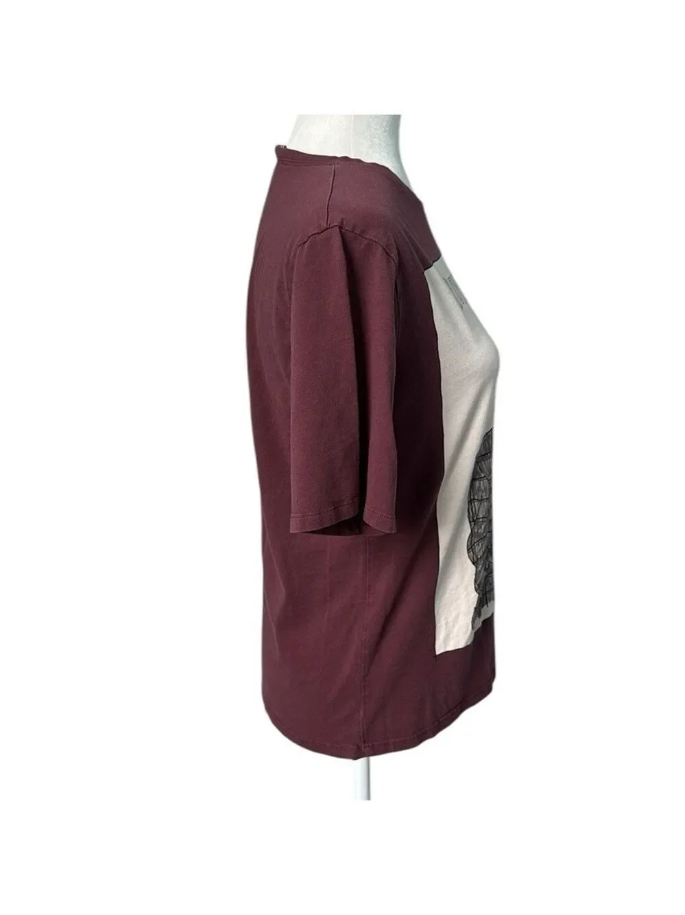 ZARA Royal Trending Graphic Illustration Maroon T-shirt Size Small